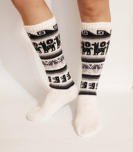Load image into Gallery viewer, Alpaca Wool Socks Inca and Llama Design Medium White. Socks for Women Fits Sizes 7-9