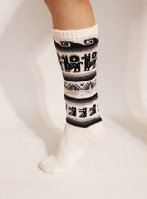 Load image into Gallery viewer, Alpaca Wool Socks Inca and Llama Design Medium White. Socks for Women Fits Sizes 7-9