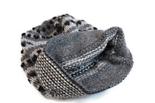 Load image into Gallery viewer, Hand-Knotted Chullo Winter Hat Grey, White, Black. Multicolor. Alpaca Wool Blend Inca Culture Design. Beanie Hat. Rustic Unisex