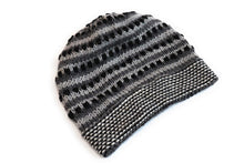 Load image into Gallery viewer, Hand-Knotted Chullo Winter Hat Grey, White, Black. Multicolor. Alpaca Wool Blend Inca Culture Design. Beanie Hat. Rustic Unisex