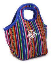 Load image into Gallery viewer, Lunch Box, Handbag, Multicolor, Zippered Peruvian Textile Design 11" Tall