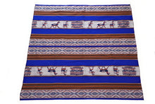 Load image into Gallery viewer, Manta Throw Blanket Manta Peruvian Art, Textile Multicolor Royal Blue