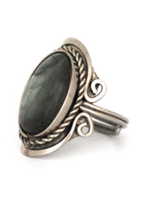 Load image into Gallery viewer, Oval Shape Alpaca Silver & Labradorite Adjustable Ring fits Sizes 5 to 13