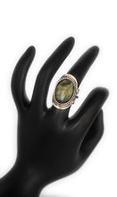 Load image into Gallery viewer, Oval Shape Alpaca Silver & Labradorite Adjustable Ring fits Sizes 5 to 13