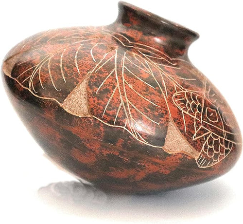 Nicaragua Etched Decorative Pottery Vase Saucer Bowl Ceramic Sea Turtle Design 4