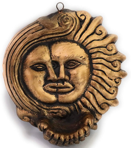 Sun and Moon Ceramic Holy Water Font Gilded Gold Color 8