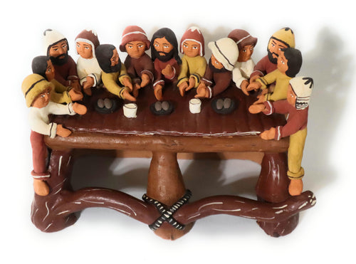 Last Supper Jesus and Apostles Peruvian Pottery Ayacucho Quinua Terra-Cotta Colors 5