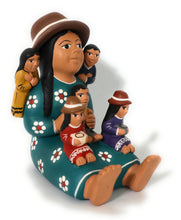 Load image into Gallery viewer, Peruvian Folk Art Pottery Storyteller Country Woman with Kids Figurine Multicolor Ceramic. Andean Version 5&quot; Tall.