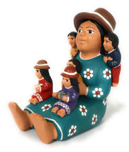 Load image into Gallery viewer, Peruvian Folk Art Pottery Storyteller Country Woman with Kids Figurine Multicolor Ceramic. Andean Version 5&quot; Tall.