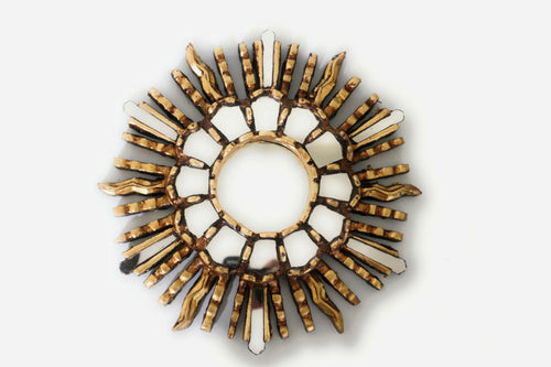 Burnish Bronze Gilding Sunburst  Wall Mirror Gold Color 9.5