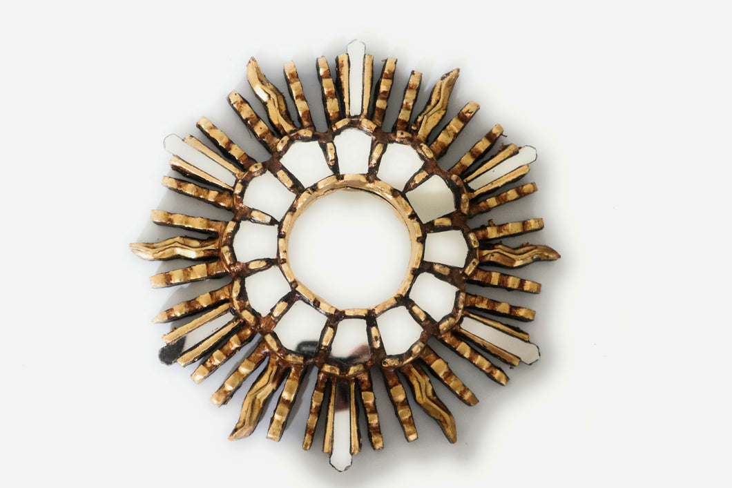 Burnish Bronze Gilding Sunburst  Wall Mirror Gold Color 9.5