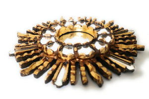Burnish Bronze Gilding Sunburst  Wall Mirror Gold Color 9.5" Diameter