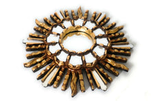 Load image into Gallery viewer, Burnish Bronze Gilding Sunburst  Wall Mirror Gold Color 9.5&quot; Diameter
