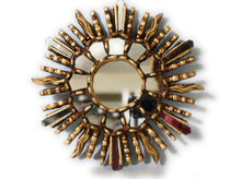 Load image into Gallery viewer, Burnish Bronze Gilding Sunburst  Wall Mirror Gold Color 9.5&quot; Diameter