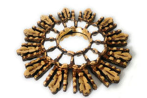 Burnish Bronze Gilding Sunburst Ear of Wheat Wall Mirror Gold Color 9.5" Diameter