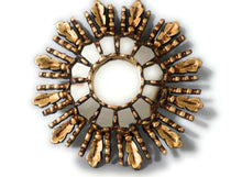 Load image into Gallery viewer, Burnish Bronze Gilding Sunburst Ear of Wheat Wall Mirror Gold Color 9.5&quot; Diameter