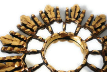 Load image into Gallery viewer, Burnish Bronze Gilding Sunburst Ear of Wheat Wall Mirror Gold Color 9.5&quot; Diameter