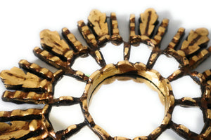 Burnish Bronze Gilding Sunburst Ear of Wheat Wall Mirror Gold Color 9.5" Diameter