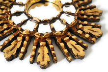 Load image into Gallery viewer, Burnish Bronze Gilding Sunburst Ear of Wheat Wall Mirror Gold Color 9.5&quot; Diameter