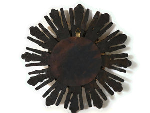 Burnish Bronze Gilding Sunburst Ear of Wheat Wall Mirror Gold Color 9.5" Diameter
