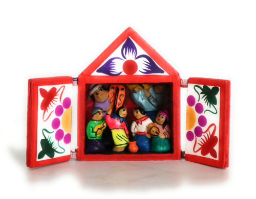 Diorama Retablo Box Regional Dancing Scene Multicolored Miniature 3