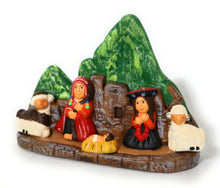 Load image into Gallery viewer, Nativity Christmas Decor Ceramic Peruvian Handmade Pottery Folk Art Nacimiento in Machu Picchu Scene Andean Style 5.75&quot; Tall