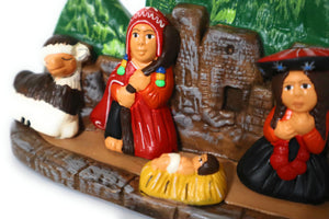 Nativity Christmas Decor Ceramic Peruvian Handmade Pottery Folk Art Nacimiento in Machu Picchu Scene Andean Style 5.75" Tall