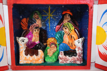 Load image into Gallery viewer, Nativity Scene Diorama Retablo Wood Box Christmas Peruvian Folk Art 4&quot; Tall