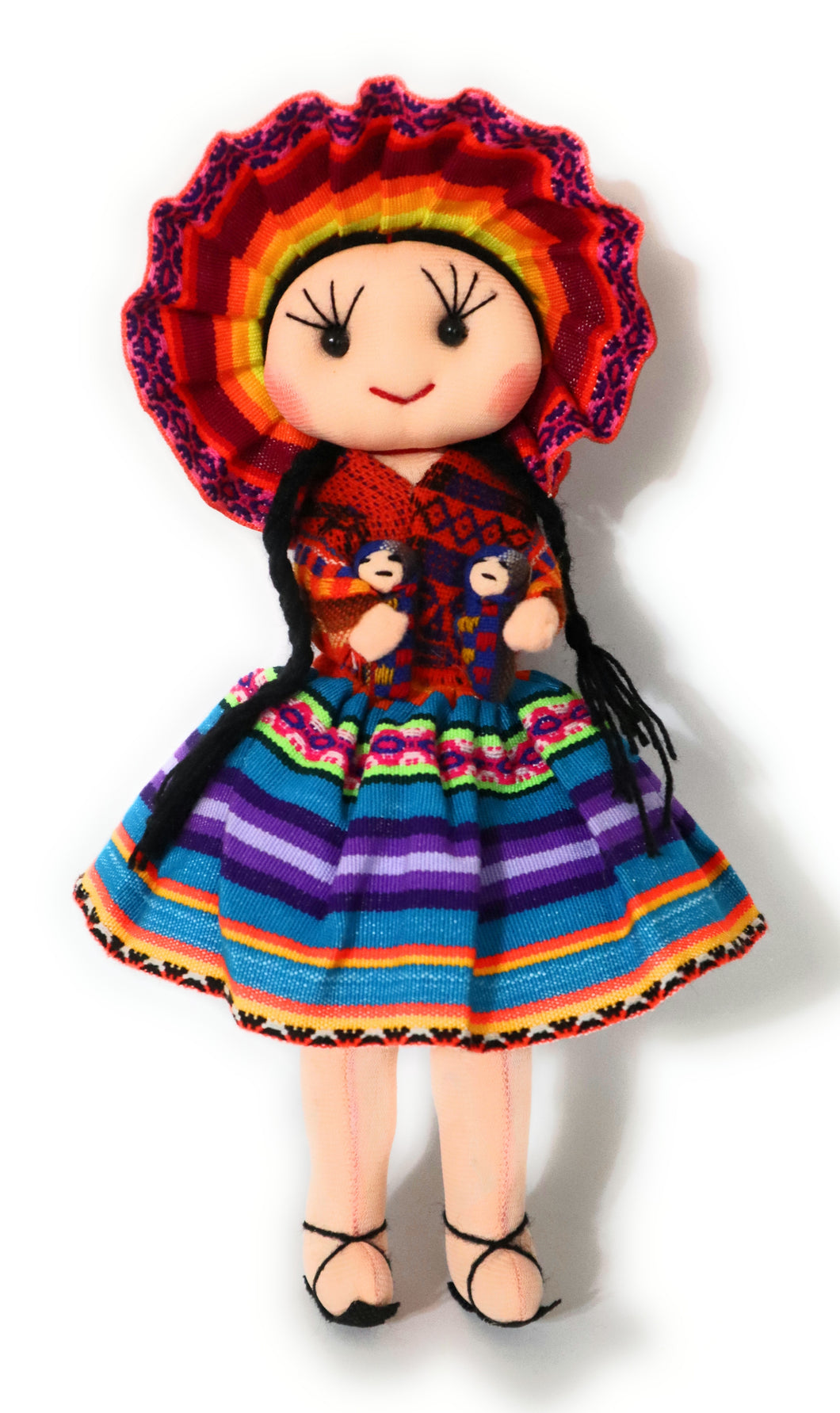 Rag Doll, Cholita Traditional Attire of Countrywoman of The Andes. Handcrafted Decorative Doll. 13.5