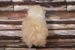 Llama Figurine Original Fur Beige and White Color 6.5" Inch.