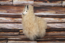 Load image into Gallery viewer, Baby Alpaca Llama Figurine Peruvian Stuffed fur Llama Beige Color 6.25&quot; Tall