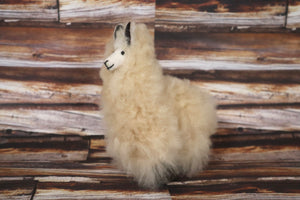 Baby Alpaca Llama Figurine Peruvian Stuffed fur Llama Beige Color 6.25" Tall