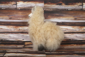 Baby Alpaca Llama Figurine Peruvian Stuffed fur Llama Beige Color 6.25" Tall