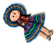 Load image into Gallery viewer, Rag Doll, Cholita Traditional Attire of Countrywoman of The Andes. Handcrafted Decorative Doll. 13.5&quot; Tall.