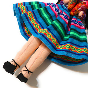 Rag Doll, Cholita Traditional Attire of Countrywoman of The Andes. Handcrafted Decorative Doll. 13.5" Tall.