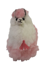 Load image into Gallery viewer, Llama Figurine Original Fur Stuffed Animal Light Pink &amp; White Color 6.5&quot; Inch.