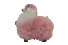 Load image into Gallery viewer, Llama Figurine Original Fur Stuffed Animal Light Pink &amp; White Color 6.5&quot; Inch.
