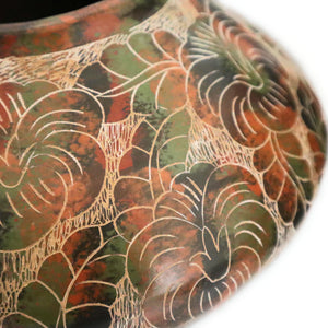 Nicaraguan Ceramic Etched Decorative Bowl Nicaragua Pottery San Juan de Oriente 5.5" Tall