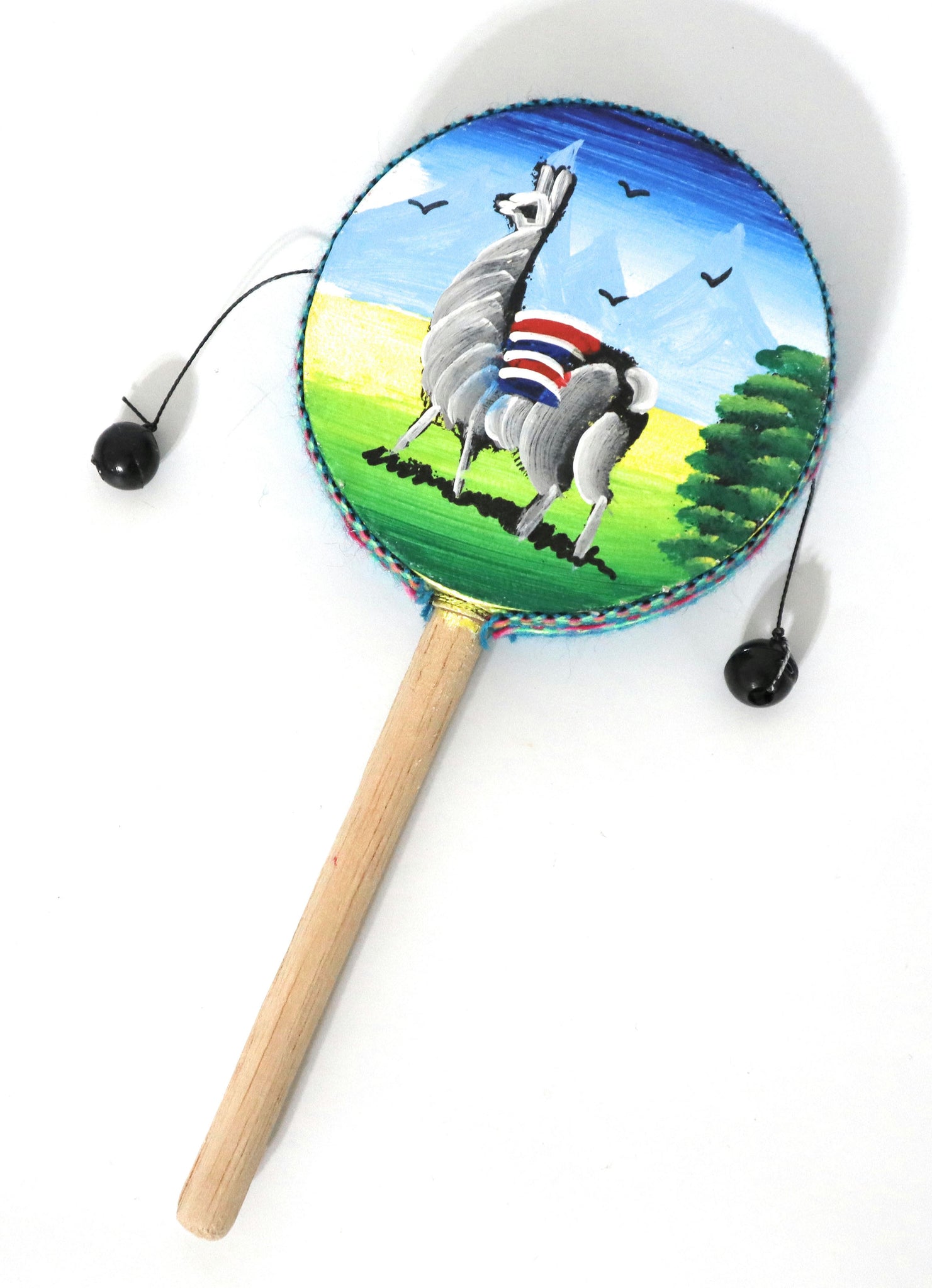 Peruvian Spin Drum Monkey Drum Andean Hand Painted Twist Rattle Damasa Last Inca Depot