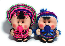 Load image into Gallery viewer, Andean Babies with Traditional Andean Attire made with Peruvian Textiles 6.5" Tall Set of 2
