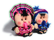 Load image into Gallery viewer, Andean Babies with Traditional Andean Attire made with Peruvian Textiles 6.5" Tall Set of 2