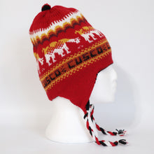 Load image into Gallery viewer, Chullo Alpaca Wool Blend Hat with Earflaps Reversible Red/Black Unisex