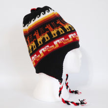 Load image into Gallery viewer, Chullo Alpaca Wool Blend Hat with Earflaps Reversible Red/Black Unisex