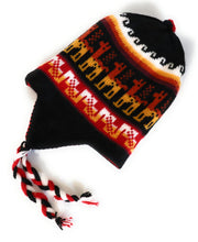 Load image into Gallery viewer, Chullo Alpaca Wool Blend Hat with Earflaps Reversible Red/Black Unisex
