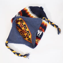 Load image into Gallery viewer, Chullo Alpaca Wool Blend Hat with Earflaps Reversible Navy Blue/Steel Blue Unisex