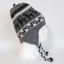 Load image into Gallery viewer, Chullo Alpaca Wool Blend Hat with Earflaps Reversible Light Gray/Rat Gray Unisex