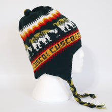 Load image into Gallery viewer, Chullo Alpaca Wool Blend Hat with Earflaps Reversible Green Olive/Green Pine Unisex