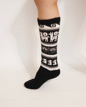 Load image into Gallery viewer, Alpaca Wool Socks Inca and Llama Design Medium Black. Socks for Women Fits Sizes 7-9