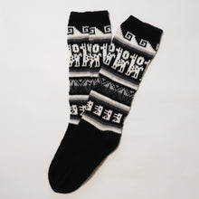 Load image into Gallery viewer, Alpaca Wool Socks Inca and Llama Design Medium Black. Socks for Women Fits Sizes 7-9