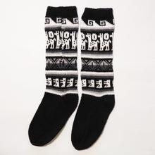Load image into Gallery viewer, Alpaca Wool Socks Inca and Llama Design Medium Black. Socks for Women Fits Sizes 7-9